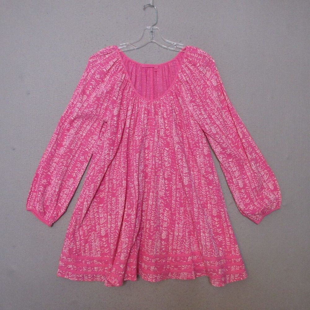 Fresh Produce Top Tunic XS Small Pink Flowy Printed Coastal Beachy Relaxed